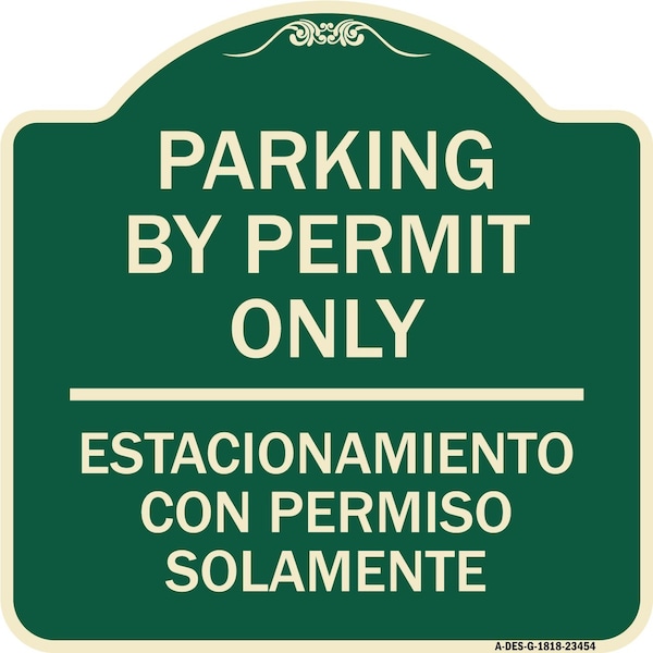 Parking by Permit Estacionamiento Con Permiso Solamente Heavy-Gauge Alum, 18" x 18", G-1818-23454